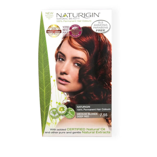Naturigin Permanent Hair Colour Medium Blonde Deep Red 7.55