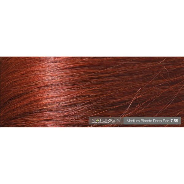 Naturigin Permanent Hair Colour Medium Blonde Deep Red 7.55 Color on Hair