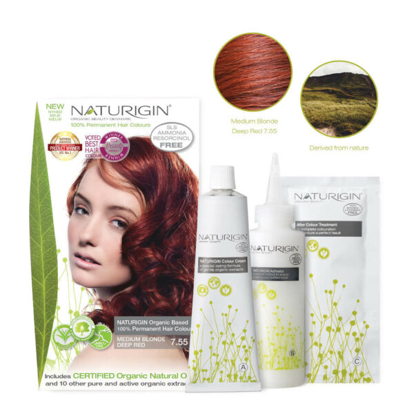 Naturigin Permanent Hair Colour Medium Blonde Deep Red 7.55 Content