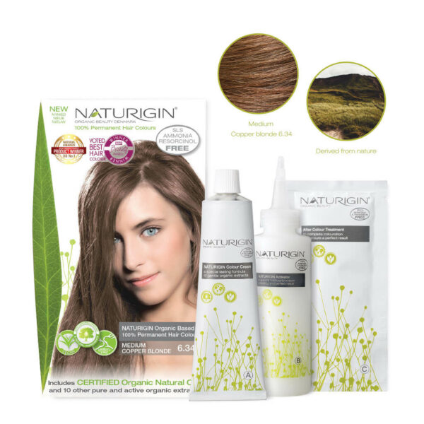 Naturigin Permanent Hair Colour Medium Copper Blonde 6.34 Content
