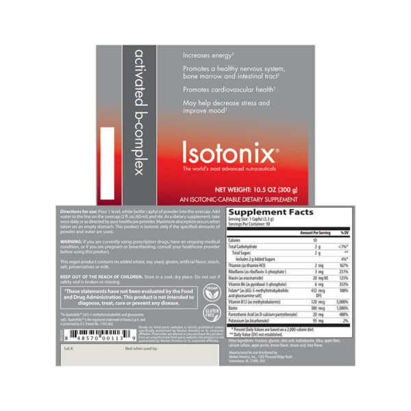 Isotonix Activated B Complex Label