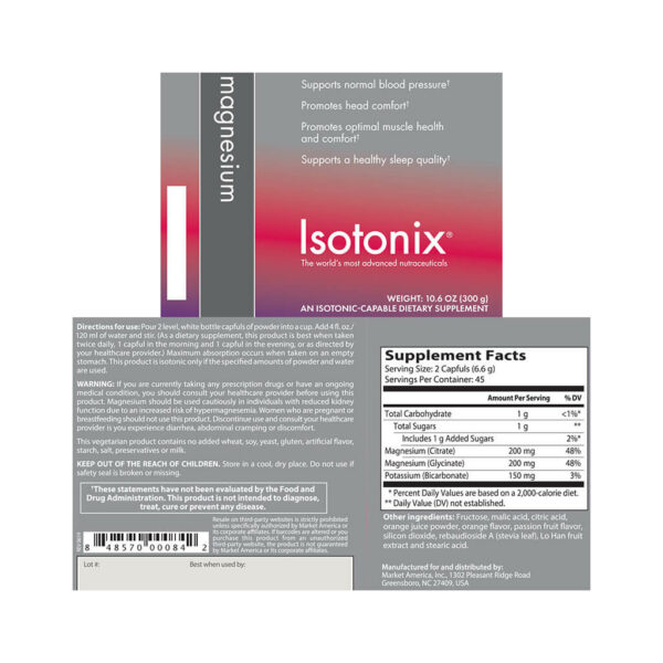 Isotonix Magnesium Label
