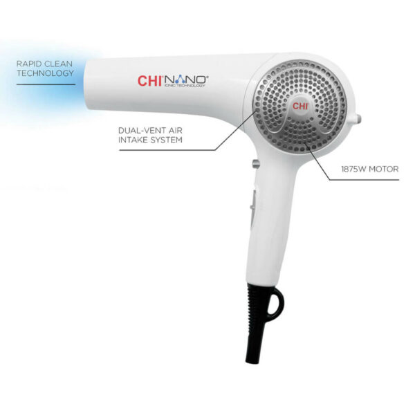CHI Nano Hair Dryer - White with Features